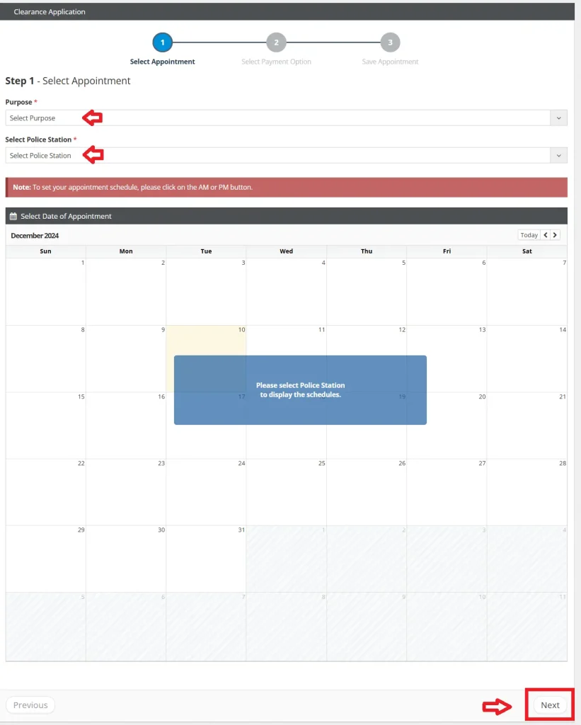 Police Clearance Appointment