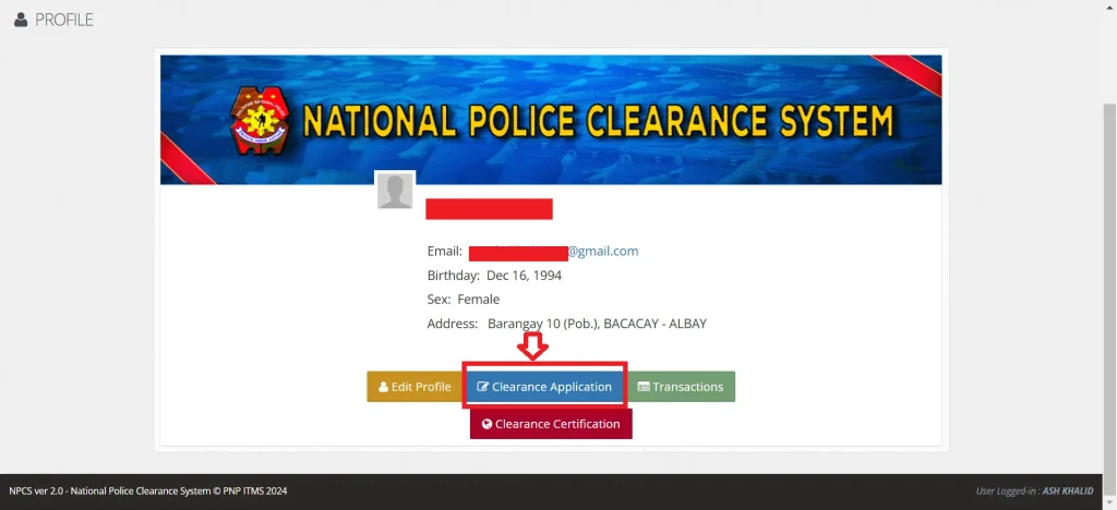 Police Clearance Application