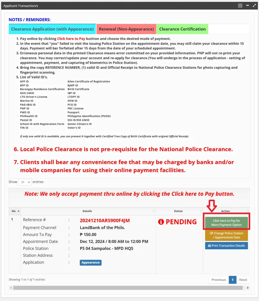 Police Clearance Payment Portal